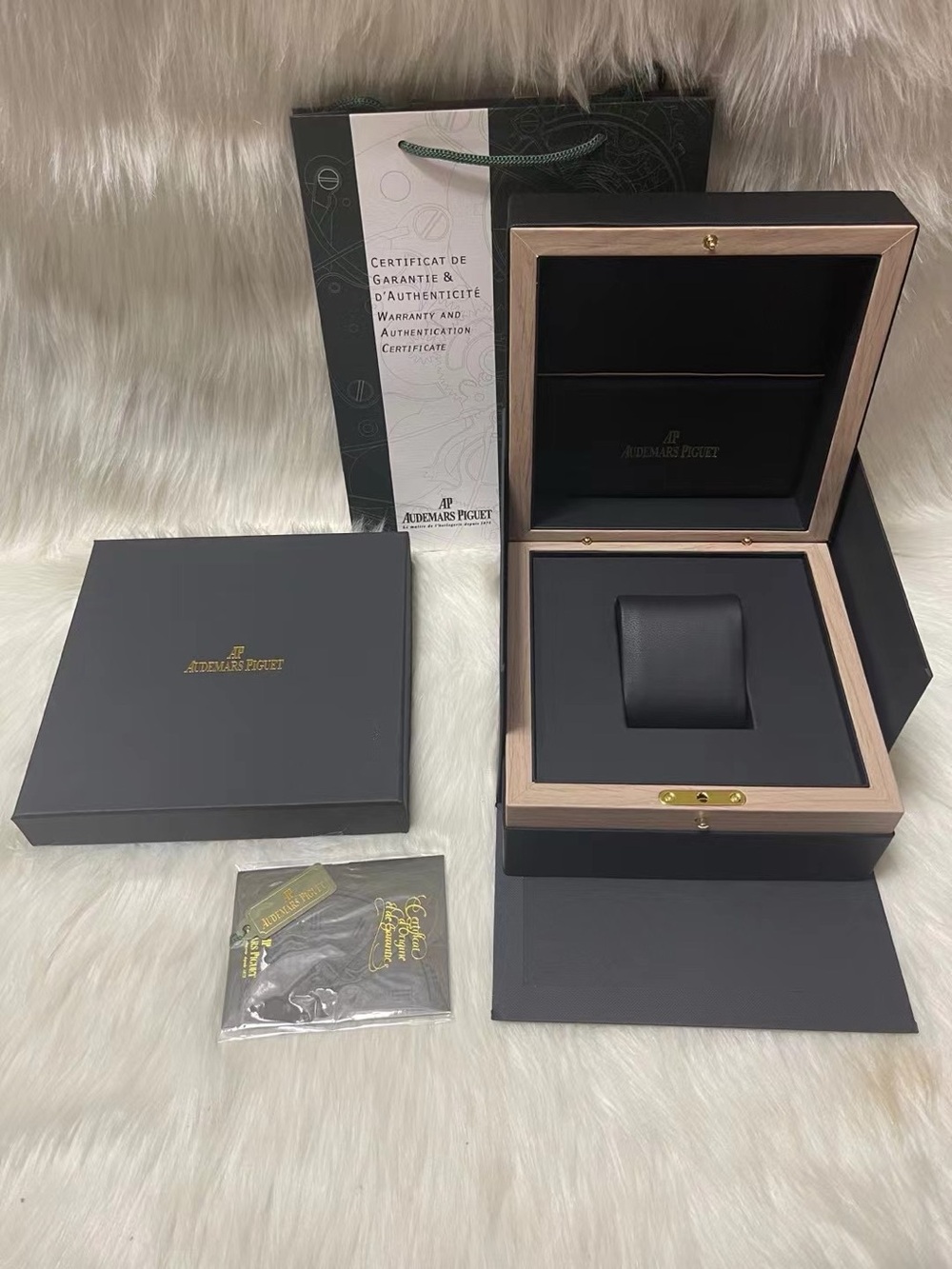 Audemars Piguet Black and Natural Wood Watch Box Set